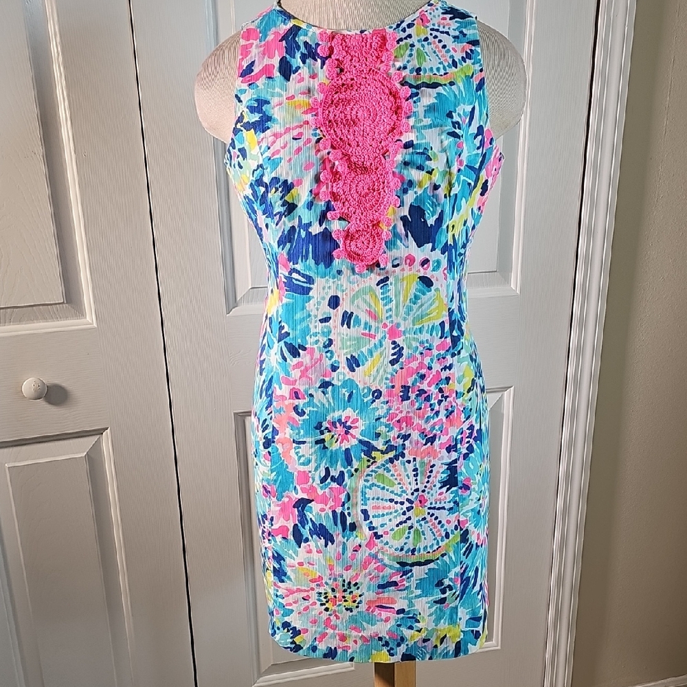 Lilly Pulitzer ADARA Floral Sleeveless‎ shift Dress - Blue and Pink. Size 12.